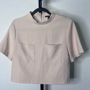 Forever 21 Cream Crop Top with Pockets